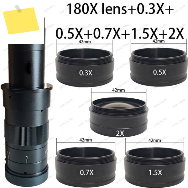 조정 가능한 10A 300X 줌 C 마운트 렌즈 0.3X 2X 산업 현미경 카메라 용 보조 Barlow 제품 이미지