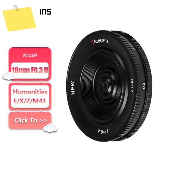 7artisans 18mm F6.3 Mark II UFO 초슬림 카메라 프라임 렌즈 소니 E, 니콘 Z, 후지필름 X, M43 마운트 호환 인문 사진 촬영용 제품 이미지