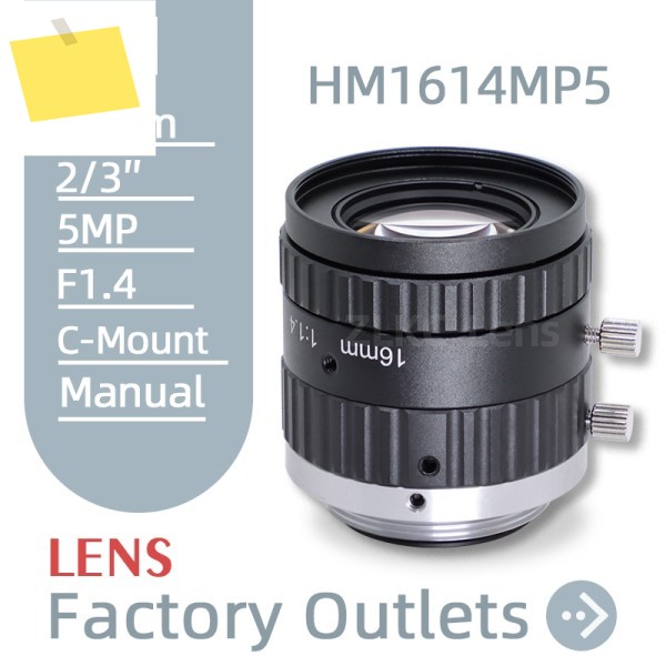 C마운트 16mm 고정 초점 거리 5메가픽셀 FA 23 '' 산업용 카메라 렌즈 저왜곡 수동 아이리스 머신 비전 5MP F1.4 제품 이미지