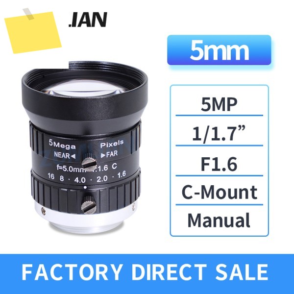 ZUMLIAN 5mm 광각 렌즈 5MP 11.7 인치 IMX226IMX178 센서 카메라용 F1.6 수동 조리개 C 마운트 FA 머신 비전 제품 이미지