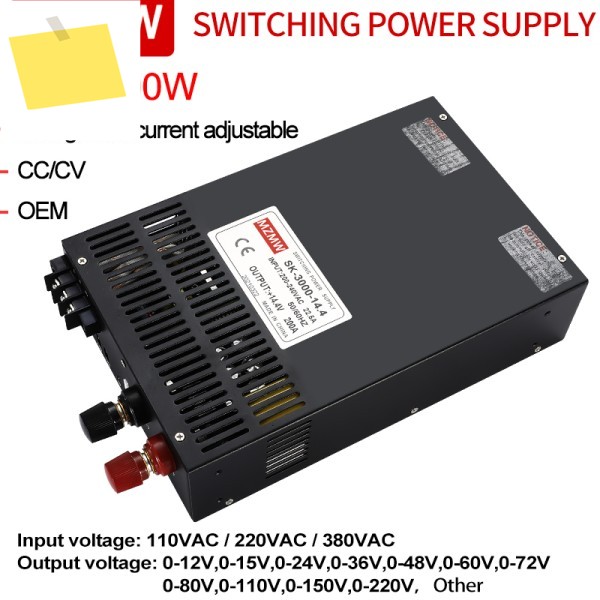 MZMW 3000W 스위칭 전원 공급 장치 110220V380V AC에서 DC 0-12V 15V 200A 24V 36V CCCV 조정 가능한 SMPS 제품 이미지