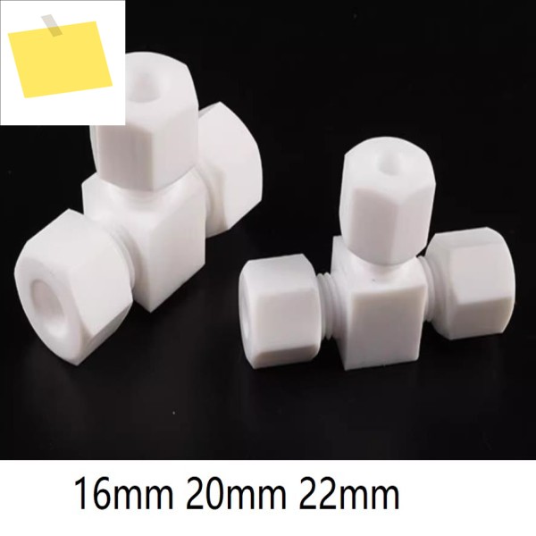 16mm 20mm PTFE 페룰 T 티 조인트 부식 방지 산성 알칼리 압축 바이트 유형 피팅 폴리 테프 튜브 삽입 제품 이미지