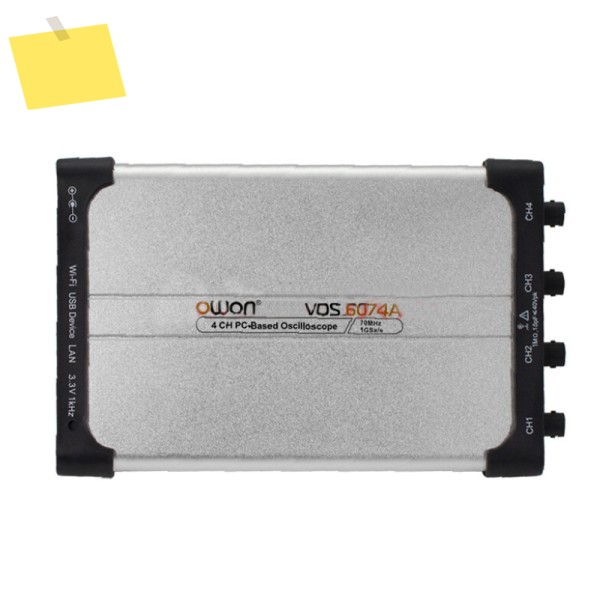 OWON VDS6074 디지털 가상 오실로스코프 8비트 1Gsas USB Type-C 5-15V 10M 레코드 4 채널 70MHz 대역폭 제품 이미지
