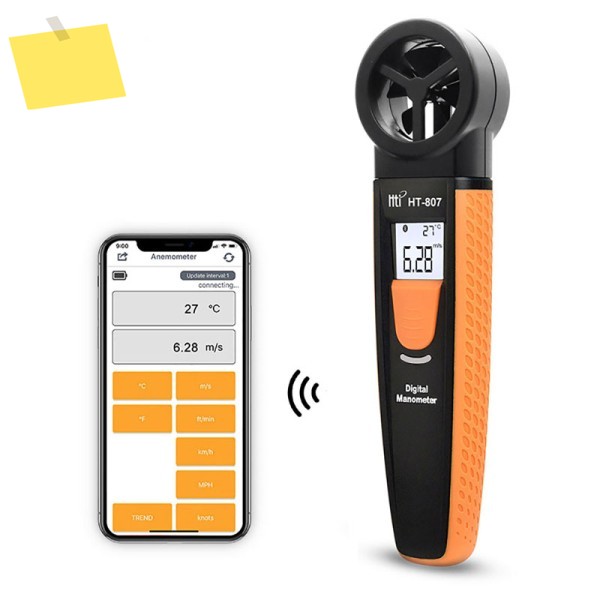 HT-807 풍속 측정기 디지털 블루투스 호환 포켓 온도계 APP 1~30.0M 제품 이미지