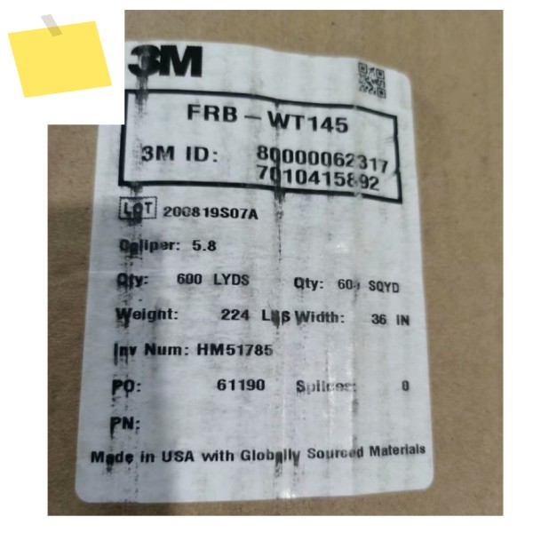 FRB-WT145 3M 화염 장벽, 흰색, 5.8mil, 대형 롤 제품 이미지
