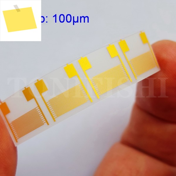 10pcs 형 100μm 유연한 애완 동물 인터 디지털 전극 커패시턴스 어레이 가스 생물학적 습도 센서 칩 스마트 착용 제품 이미지