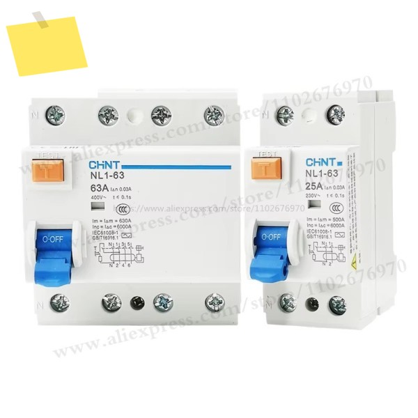 NL1-63 1P+N 2P 4P 63A 40A 25A RCCB 50HZ전자기 누설 잔류 전류 보호 CE CHNT 제품 이미지