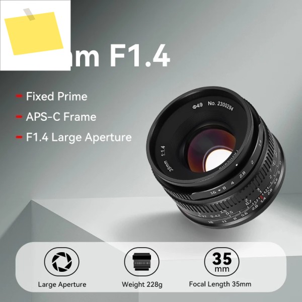 7artisans 35mm F1.4 Mark II APS-C 프라임 카메라 렌즈 마이크로 43, ZVE10, A6000, FX30, 후지필름 X-H2, 니콘 ZFC, 캐논 소니 E 제품 이미지