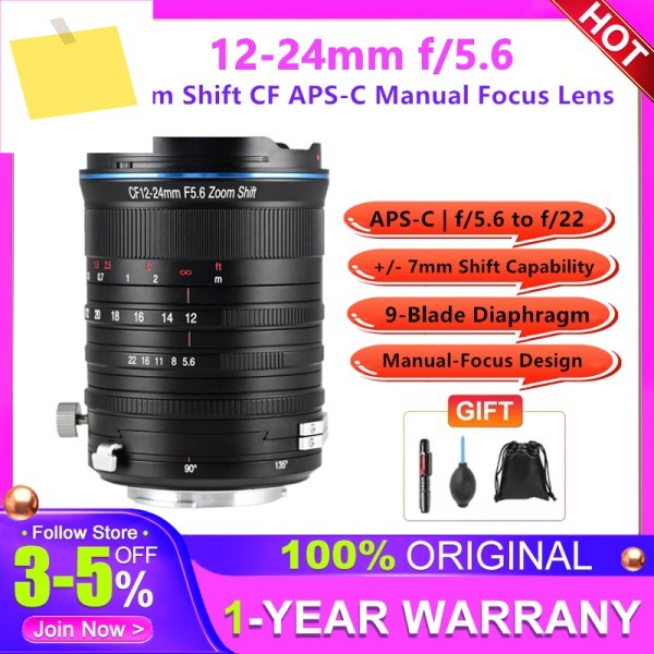 라오와 12-24mm F5.6 줌 시프트 CF 렌즈 미러리스 카메라용, 수동 초점, 소니 E, 캐논 RF, 니콘 Z, 후지 X, L 마운트 호환 제품 이미지