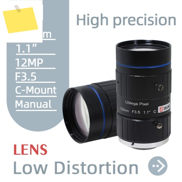 ZLKC 120mm 고정 초점 렌즈 1.1인치 fa 12MP 고해상도 C-마운트 F3.5 수동 조리개 12메가픽셀 저왜곡 제품 이미지