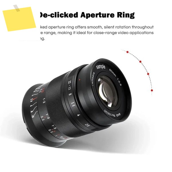 7artisans 60mm F2.8 II 1:1 배율 매크로 렌즈 캐논 EOS-M, 소니 E, 후지 FX, 43 미러리스 카메라용 제품 이미지