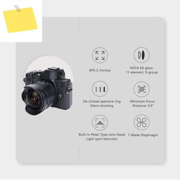 7artisans 7.5mm F2.8 Mark II 초광각 어안 수동 렌즈 소니 E, 후지 XF, 니콘 Z, 마이크로 M43, 캐논 EOS-M M50, RF 호환 제품 이미지