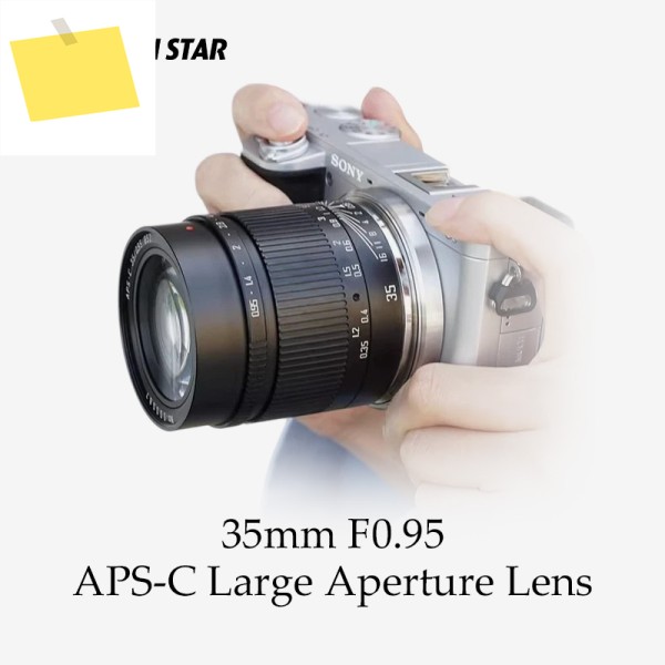 Brightin Star 35mm F0.95 APS-C 대형 조리개 수동 초점 미러리스 카메라 렌즈 Fuji X Sony E NikonZ Canon EOS-M 적합 제품 이미지