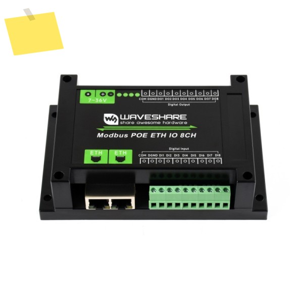 산업용 8채널 이더넷 디지털 입출력 모듈, Modbus RTU TCP 프로토콜, PoE 전원 공급 지원, 다양한 절연 기능 탑재 제품 이미지