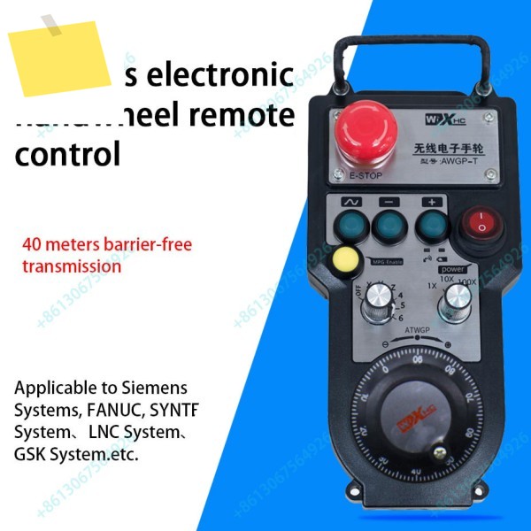 ATWGP 6 축 무선 MPG CNC 핸드휠 펜던트, 비상 정지 100PPR, FANAC 지멘스 미쓰비시 변속기 거리 40m 제품 이미지