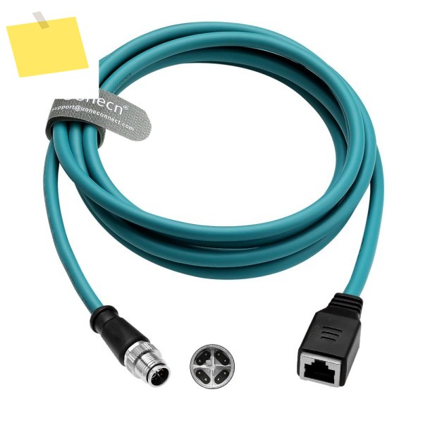 M12 X-코드 8핀 - RJ45 암형 이더넷 케이블 코그넥스, 키엔스용 Cat6a 산업 자동화 로봇용 3M 9.84ft 녹색 제품 이미지