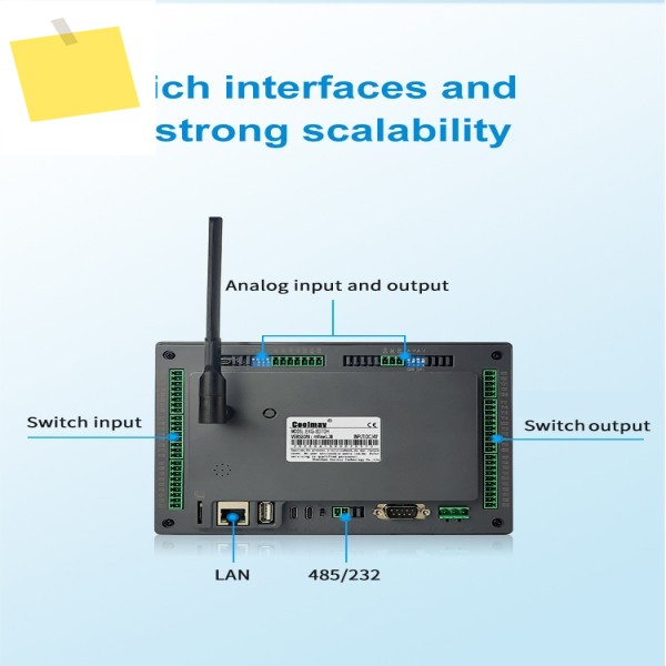 쿨메이 HMI PLC 올인원 EX3U-8070H-44MRT-2AD-A4-485P 7인치 스크린, 4-20mA용 아날로그 입력 2개 포함 제품 이미지