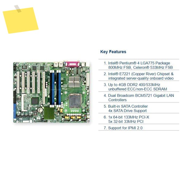 P8SCT 슈퍼마이크로 서버 마더보드 듀얼 기가비트 네트워크 카드 방화벽 LGA775 프레스콧 소켓 제품 이미지