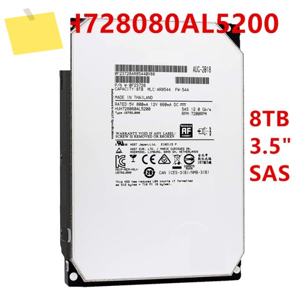 Hgst 8TB SAS 3.5인치 7200RPM용 새 HDD, 엔터프라이즈급 내부 HUH728080AL5200용 제품 이미지
