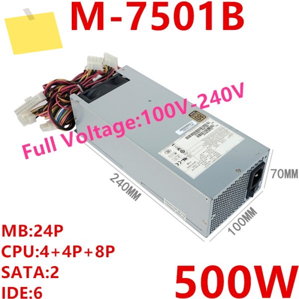 3Y PowerLeader 80plus Bronze -5V 2U 용 PSU, 전원 공급 장치 YM-7501B, 500W, 새제품 제품 이미지