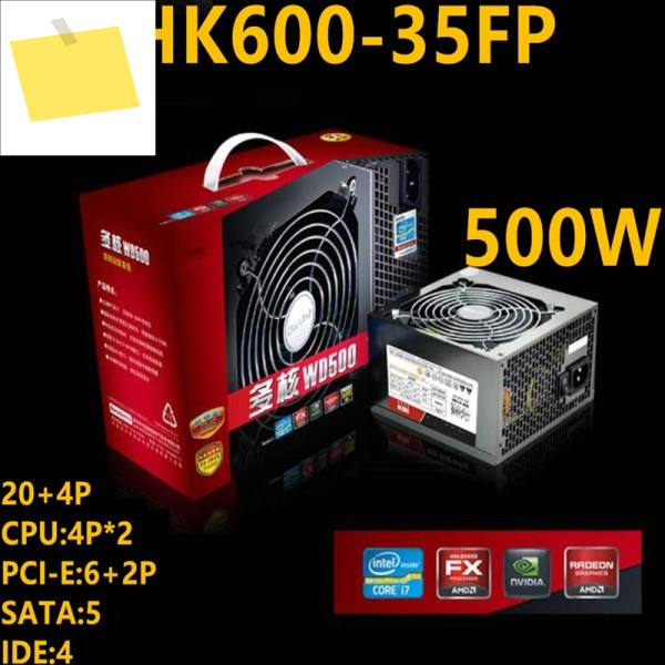 헌트키 WD500 인텔 AMD NVIDIA 음소거 전원 공급 장치 HK600-35FP, 신품 PSU, 1080GPU, 제품 이미지