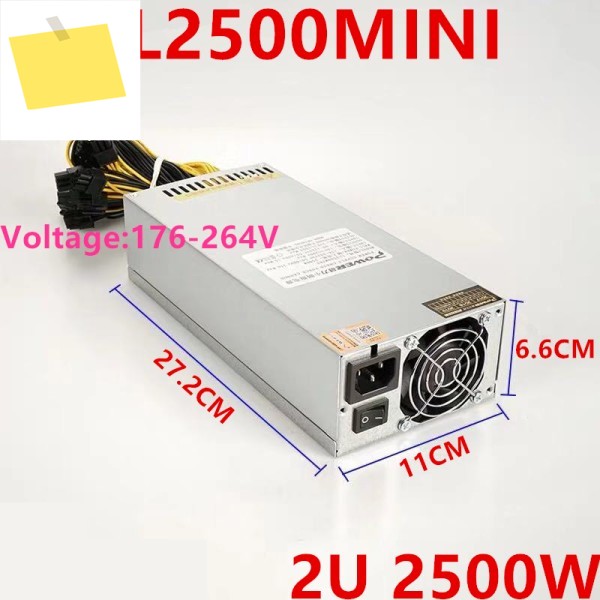 단일 채널 12V S7 S9 T9 A7 E9 L3+D3 2U 10P6 2500W 마이닝 전원 공급 장치 LL2500MINI용 새 광부 PSU 제품 이미지