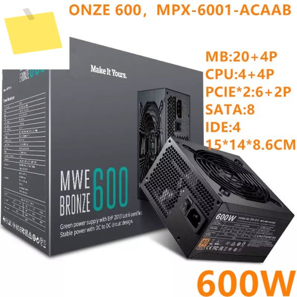 쿨러 마스터용 PSU, MWE BRONZE 600 게임 음소거 전원 공급 장치, MPX-6001-ACAAB 500W, 새제품 제품 이미지