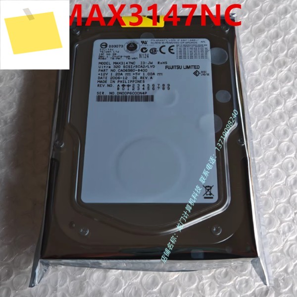 후지쯔 146GB 3.5인치 15K 80핀 SCSI MAX3147NC CA06560-B400용 거의 새 원본 HDD 제품 이미지