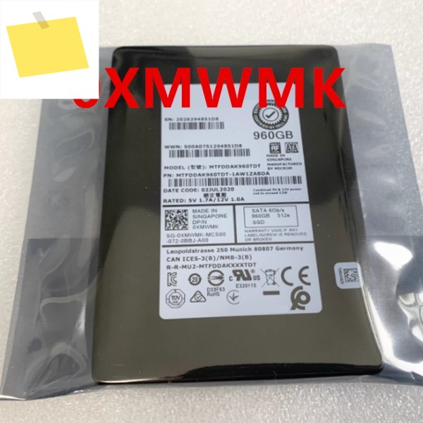 신품 솔리드 스테이트 드라이브 960GB SATA 2.5인치 SSD 0XMWMK MTFDDAK960TDT 제품 이미지