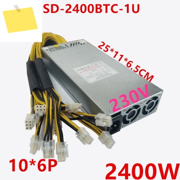 R-Senda 단일 채널용 채굴 PSU, 전원 공급 장치 SD-2400BTC-1U, 12V, 10x6P, 2400W, 새제품 제품 이미지