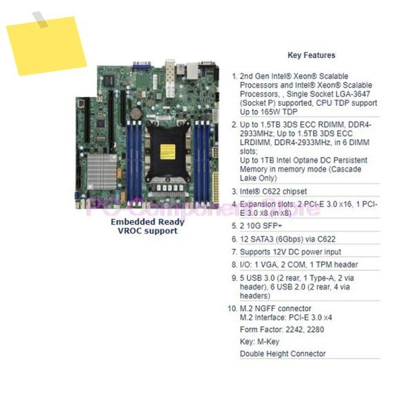 서버 마더보드 C621 MATX SFP+ VROC DC X11SPM-TPF 제품 이미지