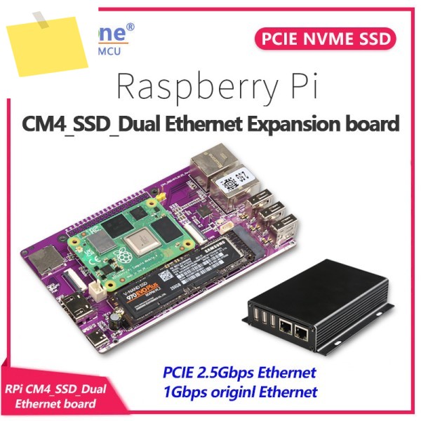 Raspberry Pi CM4_SSD_Daul 이더넷 확장 보드, PCIE 2.5Gbps 및 원본 NVME SSD M.2 제품 이미지