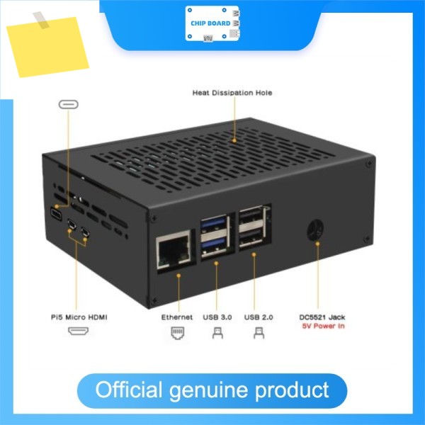 Geekworm X1011-C1 라즈베리 파이 5 케이스, 금속 제작, 쉴드와 호환, 가볍고 내구성이 뛰어남 제품 이미지