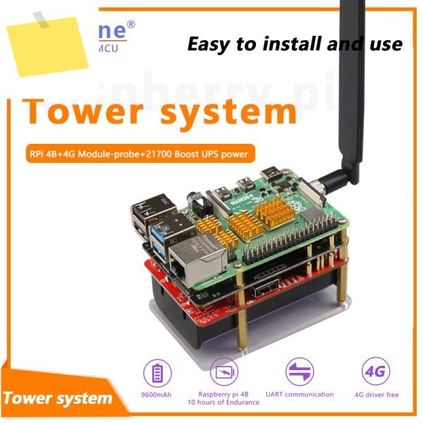 21700 전원 은행 및 4G LTE 모듈, ME909S-821ap V2,EG25-G,CAT4 드라이버가 포함된 Raspberry Pi용 타워 시스템 제품 이미지