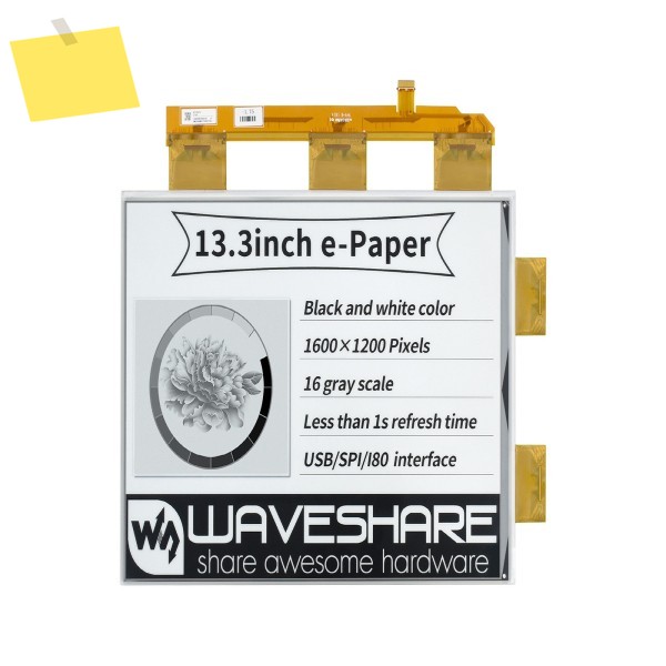 Waveshare 13.3인치 E-Papier E-Inkt Ruwe 디스플레이라즈베리 파이용, 1600 × 픽셀 제품 이미지