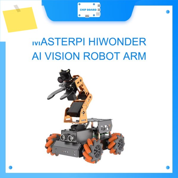 MasterPi Hiwonder AI 비전 로봇 암Mecanum 바퀴 포함 Raspberry Pi 오픈 소스 자동차로 구동되는 제품 이미지