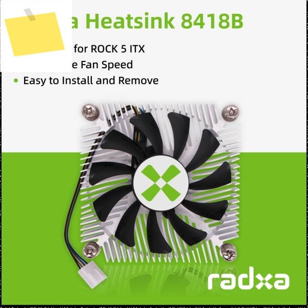 Radxa 히트싱크 8418B, ROCK 5 ITX용으로 설계, 팬 속도 조절 가능, 설치 및 제거가 용이함 제품 이미지