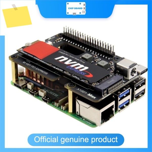 Geekworm X1001-Max PCIe3.0 M.2 NVMe HAT, 고출력 120W PDDC 9-20V, AI 가속기 및 대용량 SSD 지원 제품 이미지