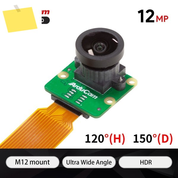 Arducam 12MP IMX708 HDR ° 광각 카메라 모듈, 렌즈 포함, 라즈베리 파이용 제품 이미지