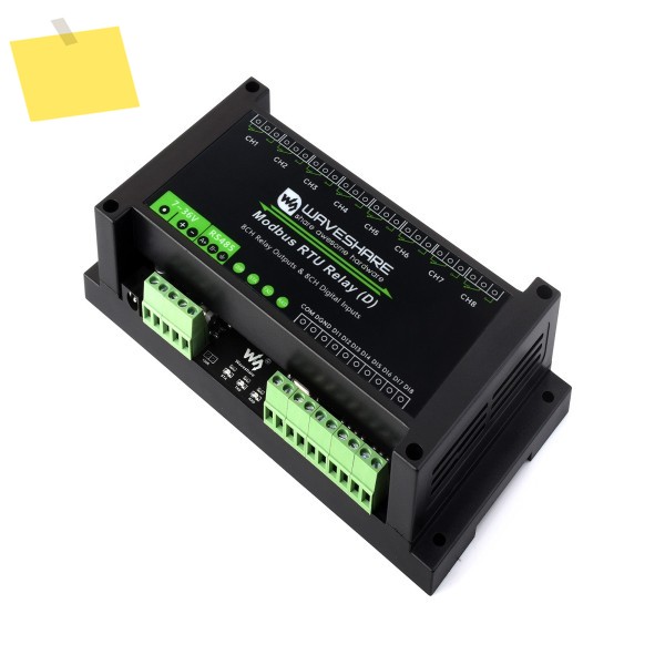 디지털 입력 및 RS485, Modbus RTU 프로토콜, 7~36V 전원 공급 장치를 갖춘 Waveshare 산업용 8채널 릴레이 모듈D 제품 이미지