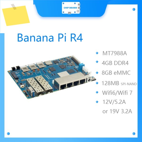 MTK MT7988A 디자인, 4G RAM 및 8G eMMC 온보드를 갖춘 Banana Pi BPI R4 Wifi 7 제품 이미지