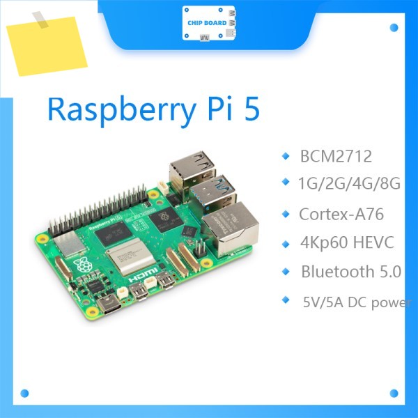 공식 라즈베리 파이 5 Cortex-A76 리눅스 암 보드, 프로그래밍, PCIe 기가비트 이더넷, USB3.0, 4GB, 제품 이미지