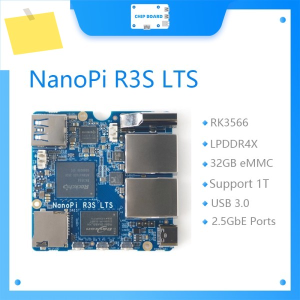 나노파이 R3S LTS 고급 RK3566 미니 컴퓨터 듀얼 2.5GbE 포트, 32GB eMMC, CNC 알루미늄 케이스, 리눅스 IoT 라우터 제품 이미지