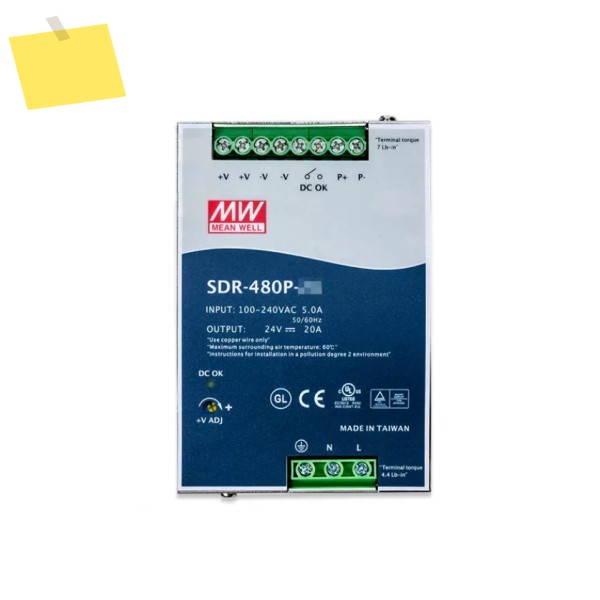 SDR-480480P 대만 Mingwei 2448V 레일 DC 스위칭 전원 공급 장치480W 활성 PFC 및 고효율 MEAN WELL 포함 제품 이미지
