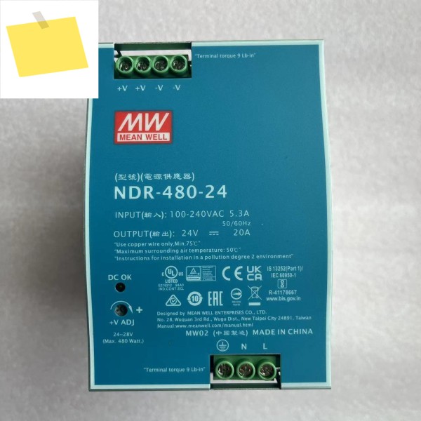 NDR-480 MEAN WELL 산업용 DIN 레일 타입 단일 출력 전원 공급 장치 시리즈 제품 이미지