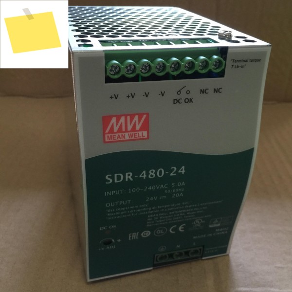 MEAN WELL SDR-480-24 단일 출력 산업용 DIN 레일 모델 PFC 기능 탑재 전원 공급 장치 제품 이미지
