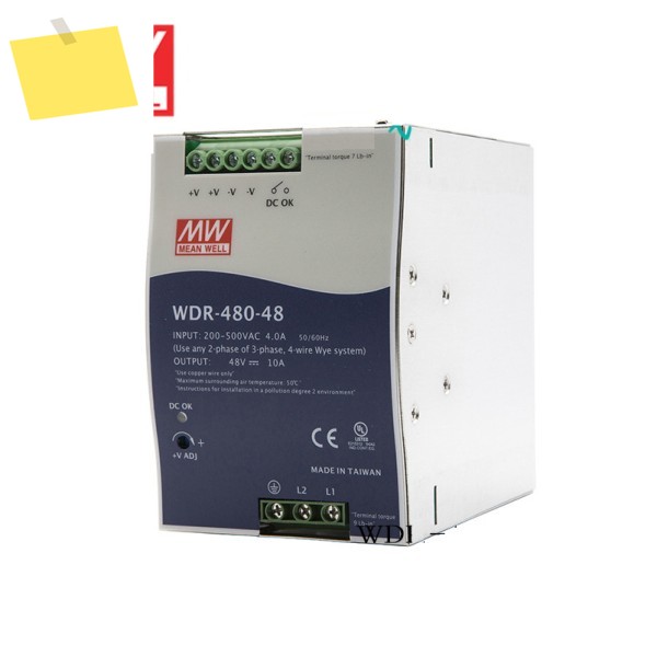 MEAN WELL WDR-480-24 480W 단일 출력 산업용 DIN 레일 전원 공급 장치 제품 이미지