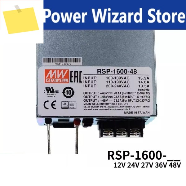 MEAN WELL RSP-1600 시리즈 DC12V 24V 36V PFC 기능 탑재 LED 조명용 스위칭 전원 공급 장치 제품 이미지