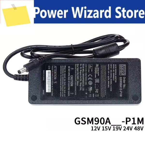 MEAN WELL GSM90A-P1M 병원 어댑터 레벨 VI Meanwell 시리즈 전원 공급 장치, 90W, 12V, 2.5 x 5.5DC 플러그 제품 이미지
