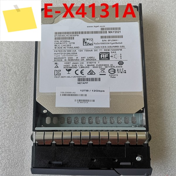 E-X4131A 108-00698 용 하드 디스크, NetApp 12TB 3.5 인치 256MB SAS 7200RPM, 거의 새제품 제품 이미지